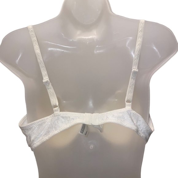 Maidenform Padded T-Shirt Bra Size 38D Cream White Floral Underwire Lace VGUC - Picture 2 of 11